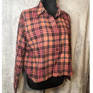 Madewell Flannel Long Sleeve Crop Shirt in Plaid Sz Small